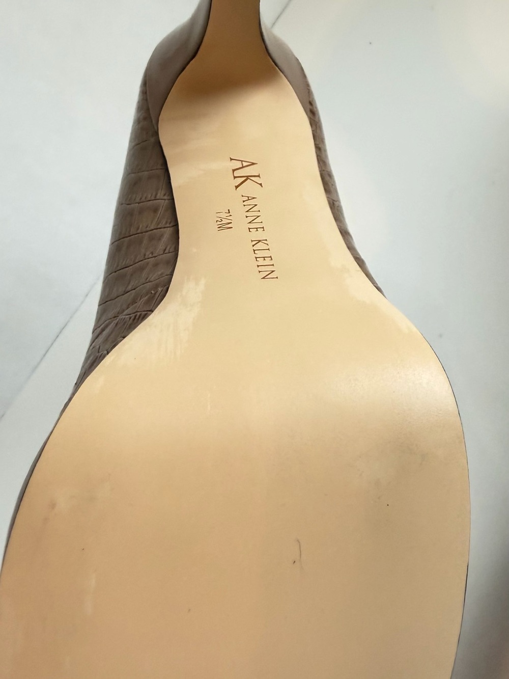 Anne Klein Taupe Croc-Embossed Mid Heel Pumps - Picture 5 of 7